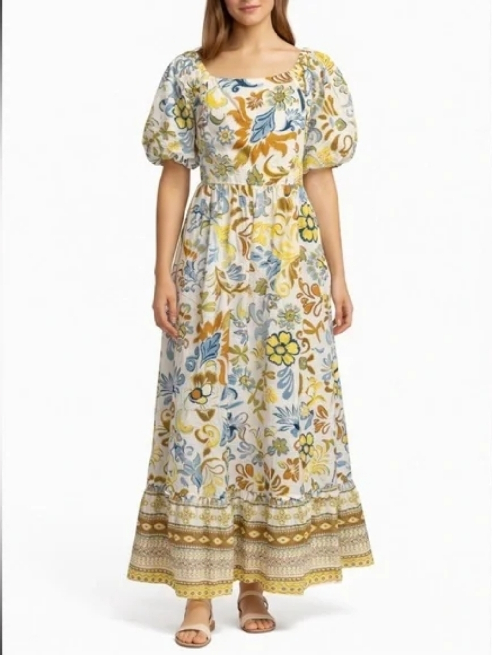 NWT LÉA Floral Puff-Sleeve Maxi Dress -..MAXI DRESS...SIZE:2X
